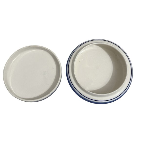 Delfts Blue Holland Windmill Trinket Box 5" Round Covered Hand Painted Ceramic - Picture 4 of 6